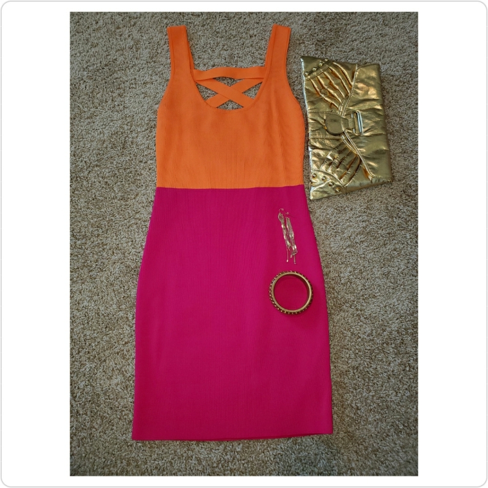 Pink and Orange bodycon dress